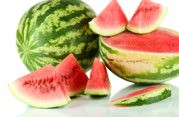 Ripe watermelons isolated on white — Stock Photo, Image