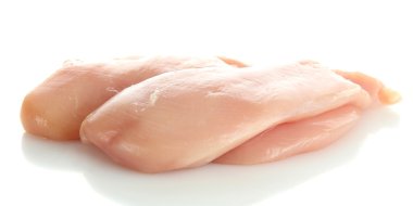 çiğ tavuk eti, üzerinde beyaz izole