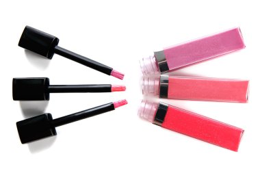 güzel dudak glosses, üzerinde beyaz izole