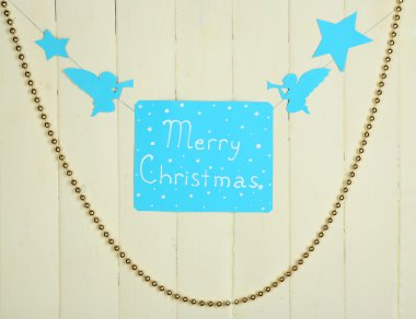 tabela ile mutlu Noeller ahşap masa arka plan yakın çekim kelime.