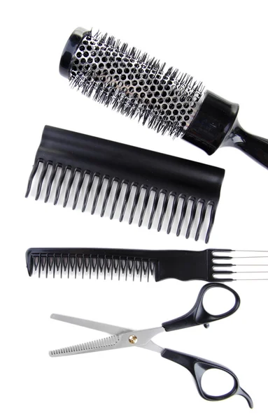 Outils professionnels pour coiffeur, isolés sur blanc — Photo