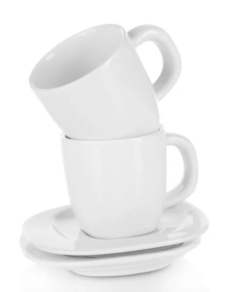 Tazas blancas aisladas en blanco —  Fotos de Stock