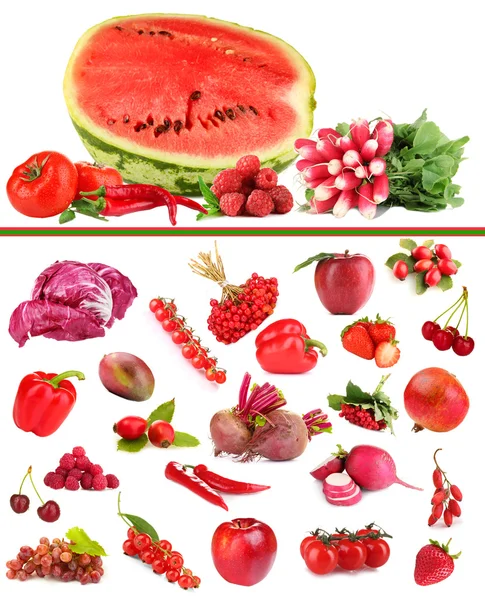 Collection of fruits and vegetables isolated on white — Stock Photo, Image