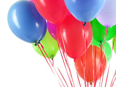 Beyaz üzerinde izole edilmiş renkli balonlar