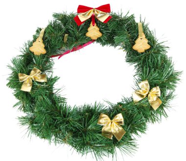 beyaz izole çerezleri Noel çelenk süslenmiş