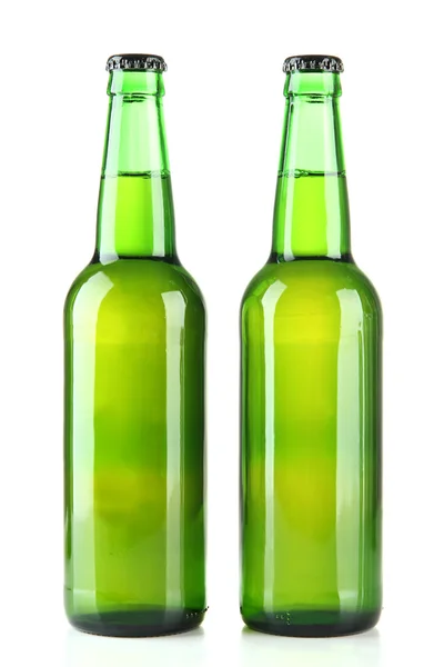 Bottiglie di birra isolate su bianco — Foto Stock