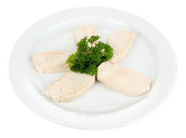 Boiled chicken meat, isolated on white — Stock Photo, Image