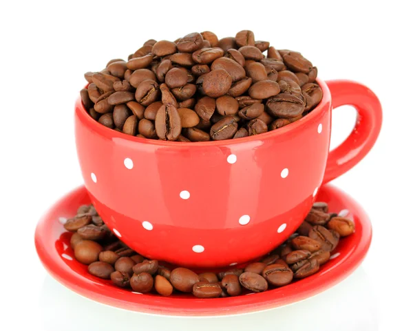 Zrnková káva v šálku izolovaných na bílém — Stock fotografie