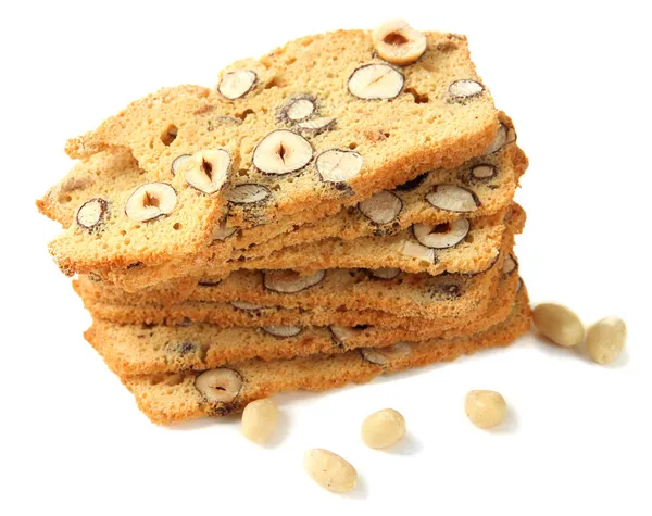 Biscotti s ořechy, izolované na bílém — Stock fotografie