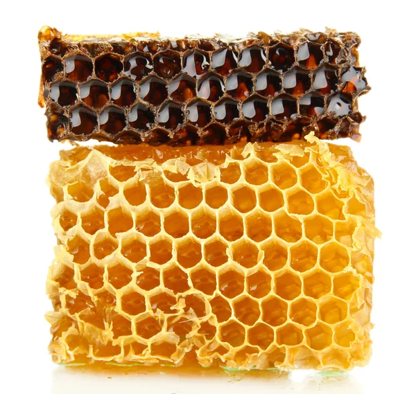 Sweet honeycombs isolated on white Stock Photo