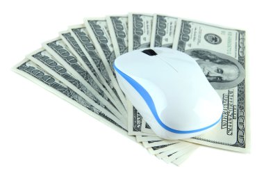 bilgisayar fare üzerinde beyaz izole dolar