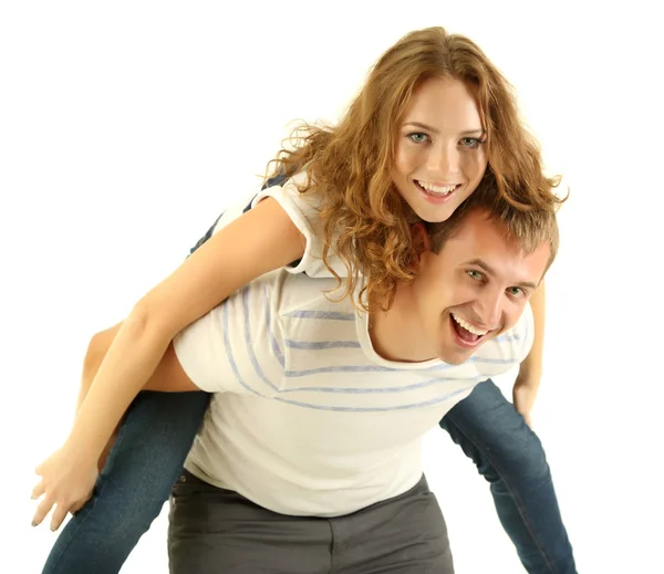 Young couple isolated on white — Stock Photo, Image