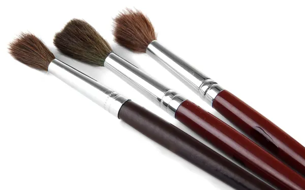 Three paint brushes isolated on white — Stock Photo, Image