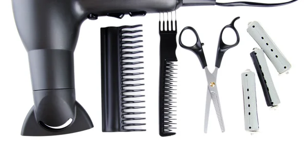 Outils professionnels pour coiffeur, isolés sur blanc — Photo