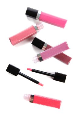 güzel dudak glosses, üzerinde beyaz izole