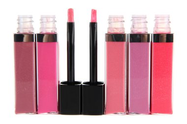 güzel dudak glosses, üzerinde beyaz izole