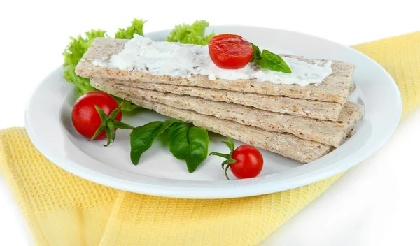 Chutné křehký chléb s zeleninou, izolované na bílém — Stock fotografie