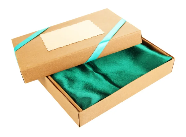 흰색 절연 하는 리본으로 묶어 선물 상자 — 스톡 사진