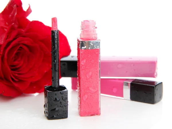 Beautiful lip glosses, isolated on white — Stock Photo, Image