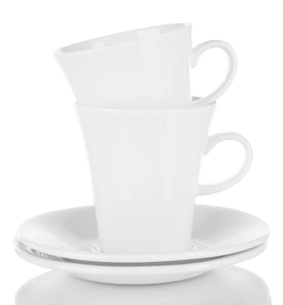 Witte cups geïsoleerd op wit — Stockfoto