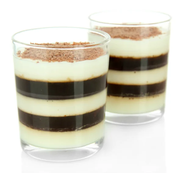 Tasty jelly coffee with milk isolated on white — Stock Photo, Image