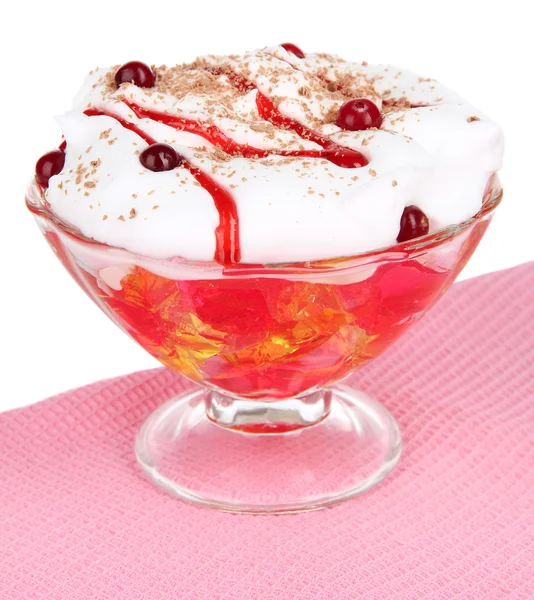 Tasty jelly on table on white background — Stock Photo, Image