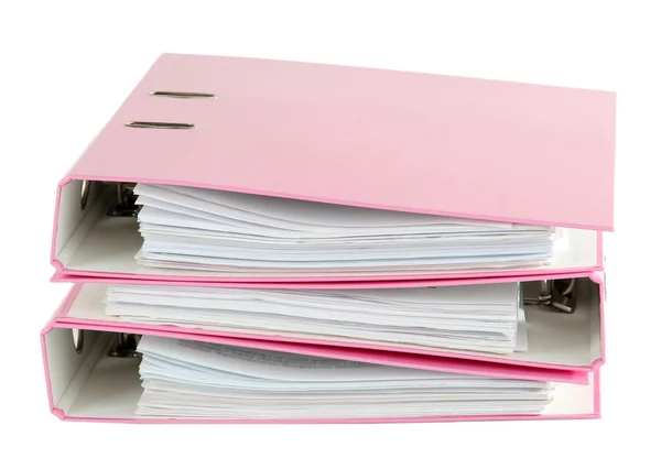 Pink folders, isolated on white — Stock Photo, Image