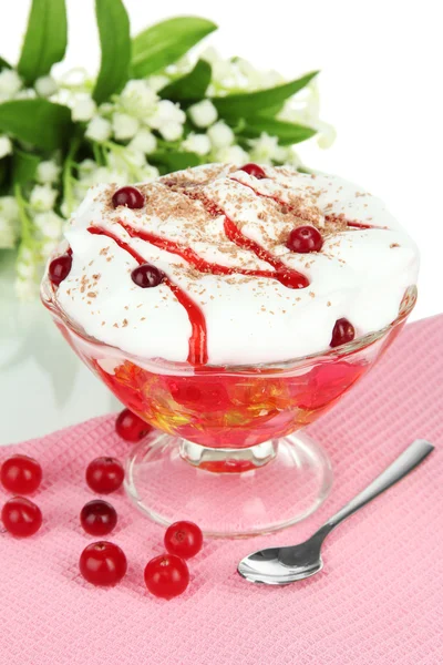 Tasty jelly on table on white background — Stock Photo, Image