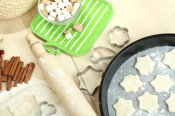 Process of making New Year cookies close-up — Stock Photo, Image