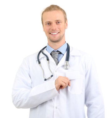 beyaz izole doktor portresi
