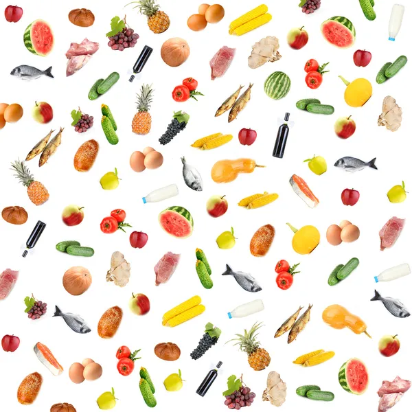 Potravinářské výrobky, izolované na bílém — Stock fotografie