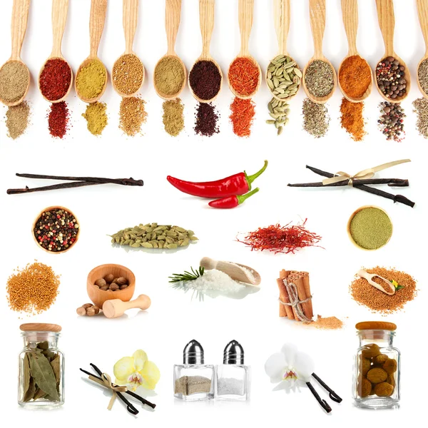 Various spices and herbs isolated on white — Stock Photo, Image