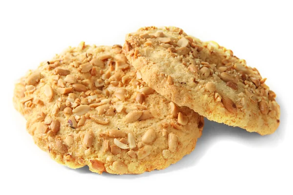 Domácí sušenky s arašídy, izolované na bílém — Stock fotografie