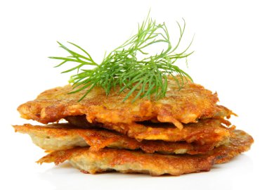 patates gözlemesi, üzerinde beyaz izole