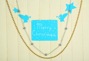 tabela ile mutlu Noeller ahşap masa arka plan yakın çekim kelime.