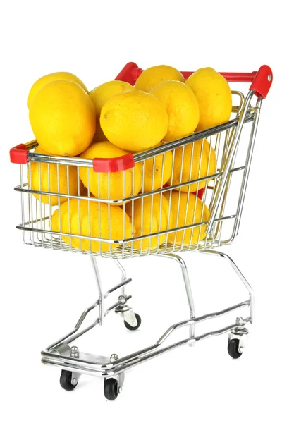 Ripe lemons in trolley — Stock Photo, Image