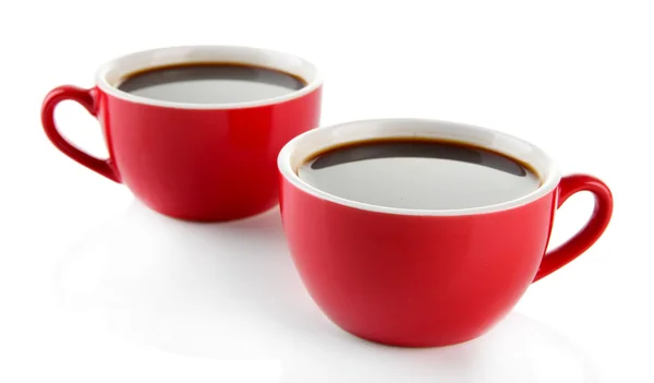 Tazas rojas de café fuerte aislado en blanco —  Fotos de Stock