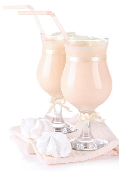 A mályvacukrot, elszigetelt fehér finom joghurt — Stock Fotó