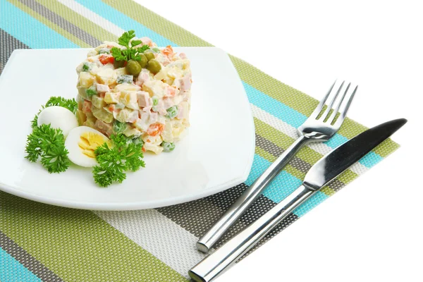 Russian traditional salad Olivier, isolated on white — Stock Photo, Image