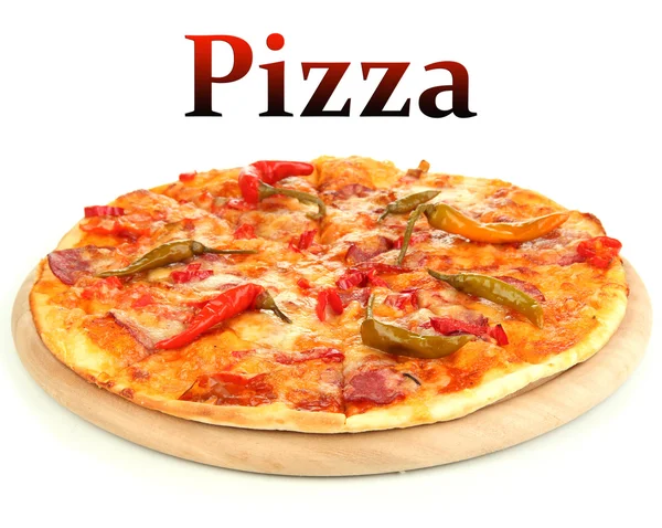 Вкусная пицца пепперони на деревянной доске — стоковое фото