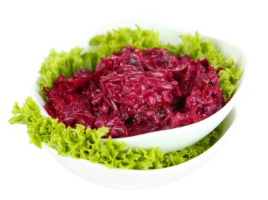 pancar salatası üzerine beyaz izole plakaları