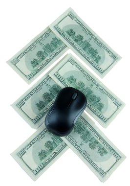 bilgisayar fare üzerinde beyaz izole dolar