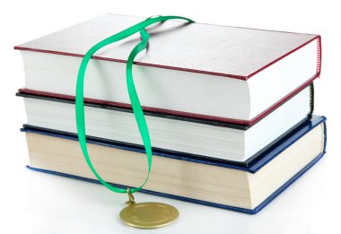 beyaz izole kitap ile eğitimde başarı madalyası
