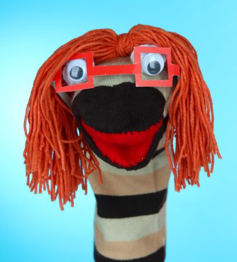 şirin çorap kukla mavi zemin üzerine