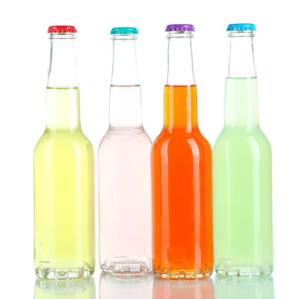 Drinks in glass bottles isolated on white — Stock Photo, Image