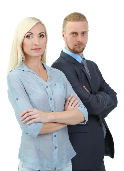 비즈니스 여자와 남자 흰색 절연 — 스톡 사진