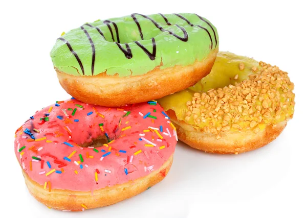 Sweet donuts isolated on white — Stock Photo, Image