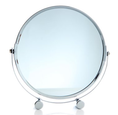 Silver makeup mirror isolated on white