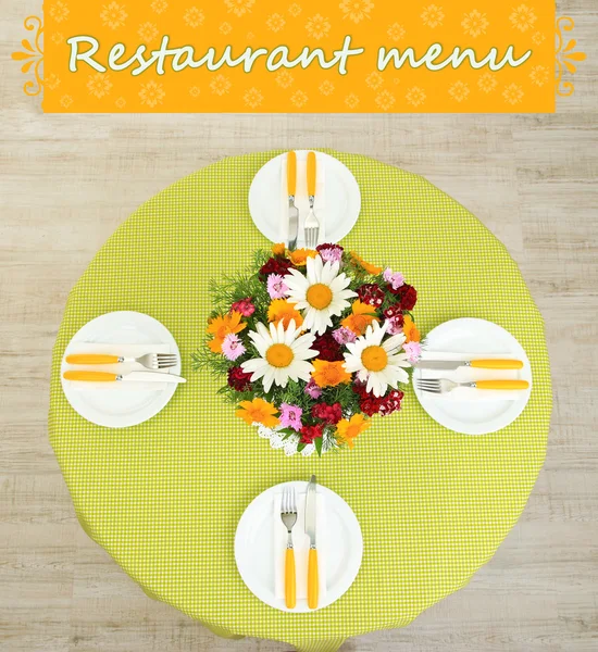 Beautiful table setting for breakfast — Stock Photo, Image