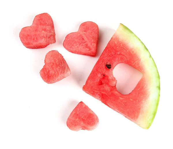 Verse rijpe watermeloen, geïsoleerd op wit — Stockfoto